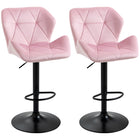 HOMCOM Adjustable Swivel Velvet-Touch Fabric Bar Stools - Pink - 2 Pack-Packaged in a set of 2
