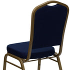 Flash Furniture HERCULES Series Crown Back Stacking Banquet Chair with Gold Frame - Navy Blue Patterned Fabric-16 Gauge Steel Frame