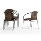 Flash Furniture Commercial Aluminum & Dark Brown Rattan Indoor-Outdoor Restaurant Stack Chair-Dark Brown Rattan Back and Seat