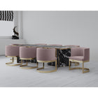 Manhattan Comfort Aura 24.4" Modern Velvet Upholstered Dining Chair - Blush and Polished Brass-Stainless steel frame in polished brass finish
