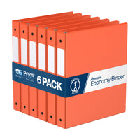 Davis Group Premium Economy Binder - Round Ring - 1" - Orange - 6 Pack-3 Ring Binder