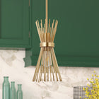 Hudson&Canal Andromeda 7" Wide Starburst Pendant with Metal Shade - Brass/Brass-Handcrafted brass finish is applied to the cylinder metal base