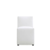 Manhattan Comfort Anna Square 18.9" Modern Faux Leather Upholstered Dining Chair - Cream-Modern Dining Chair for Dining Room and Task Use