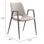 Zuo Desi Dining Chair - Beige/Walnut - Set of 2-6