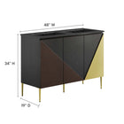 Modway Alchemist 48" Double Sink Bathroom Vanity - Black-Oak Wood Grain Veneer