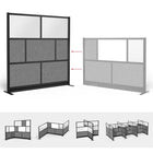 Luxor Modular Wall - 70" W x 70" H - Segmented Black Frame, Frosted Acrylic, Cool Grey PET-Frosted acrylic and PET acoustic panel design