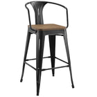 Modway Promenade Bar Stool - Black - Set of 4-Laminated Bamboo Seat