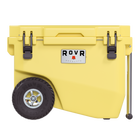 RovR RollR 60 Quart Wheeled Hard Cooler with Tow Handle - Sunny Side-RollR 9’’ All-Terrain inflatable tires effortlessly glide over tough sand, dirt and grass