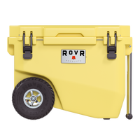 RovR RollR 60 Quart Wheeled Hard Cooler with Tow Handle - Sunny Side-RollR 9’’ All-Terrain inflatable tires effortlessly glide over tough sand, dirt and grass