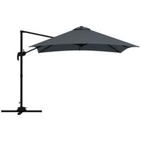 Outsunny Cantilever Umbrella with 4-Position Tilt and Rotation - 10' x 10' - Dark Grey-Square parasol for garden covers a big surface area for complete sun protection
