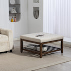 HOMCOM Storage Ottoman Coffee Table - Beige-Solid rubber wood frame supports up to 397 lbs. (180 kg)