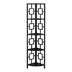 Monarch Specialties 3612 62"H Bookcase - Espresso/Black Metal Corner Etagere-4 tier metal etagere bookcase with evenly-spaced, fan-shaped shelves in dark brown
