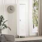 Manhattan Comfort Naomi 15" Modern Single Locker Storage Cabinet - White-1 Vented Standard Door with a Long Rounded Metal Strip Handle and Lock. Key Included
