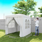 Outsunny 6.6' ft W x 6.6 ft L Pop Up Canopy Tent with Sidewalls - White-Sidewalls with Velcro fasteners for easy assembly and removal, 2 with large pane window for maximum viewing