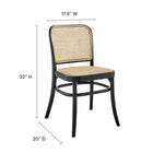 Modway Winona Wood Dining Side Chair - Black-Woven Rattan Cane Seat