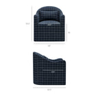 Modway Bardot Slipcovered Linen Blend Accent Chair - Denim Windowpane Check-Curved Back Silhouette