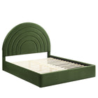 Modway Solana Arched Performance Velvet Full Platform Bed - Moss Green-Stain-Resistant Performance Velvet Upholstery