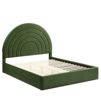 Modway Solana Arched Performance Velvet Full Platform Bed - Moss Green-Stain-Resistant Performance Velvet Upholstery