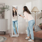 HOMCOM Mirror Jewelry Cabinet - 15" L x 15" W x 63" H - White-Lockable cabinet with 2 keys included keeps your jewellery safe 