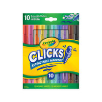 Crayola Clicks Retractable Markers, 10 Count-Includes 10 Retractable Crayola Markers in assorted colours. Tips stay fresh inside the barrel