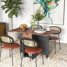 HOMCOM Drop Leaf Folding Dining Table with Drawer & Storage Shelves for 4-6 - Rustic Brown-Large tabletop provide enough space for up to four people