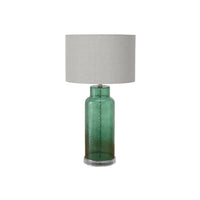 Monarch Specialties 28" H Contemporary Table Lamp - Green Glass / Grey Shade-This contemporary, 28"h table lamp features a textured, translucent green glass body on a clear acrylic base and topped with a sophisticated grey fabric shade, making it a stylish accent in a living room, bedroom, or home office space