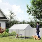 PawHut Outdoor Dog Kennel with Cover - 7' x 5.9' x 5.1' - Silver-Two-person installation within two hours 