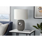 Monarch Specialties 26" H Contemporary Table Lamp - Dark Grey Ceramic / Ivory / Cream Shade-Topped with a luxurious linen-blend ivory fabric shade, this decorative lamp casts a warm and inviting ambiance, making it an ideal accent piece for your end or side table or nightstand
