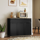 HOMCOM 40" Modern Sideboard Buffet Cabinet with Drawers & Storage Doors - Black-Wood grain top and black body create a chic modern industrial style