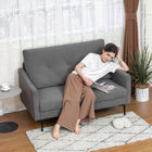 HOMCOM 2 Seater Loveseat Sofa with Button Tufted Back - Grey-Compact size fits small spaces, maximizing your living area
