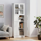 HOMCOM 67" Tall Bathroom Storage Cabinet with Six Doors - White-Made from robust MDF with a painted finish that is easy to clean
