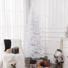 HOMCOM 7' Tall Pencil Artificial Christmas Tree with Steel Base - White-Pencil shape saves space, suitable for smaller rooms 