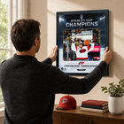 Frameworth Carolina Hurricanes 2026 Stanley Cup Champions: Frederik Andersen Ice Design PhotoGlass Framed Photo - 18" W x 22" H-Finished size 18x22 inches: Vertical framed display sized for living rooms, offices, fan caves, and sports rooms