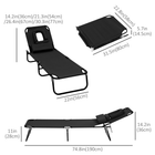 Outsunny Folding Outdoor Lounge Chair - Tanning Chair with Face Hole - Black-Removable face and chest pillows provide maximum face-down support