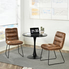 Homy Casa Upholstered Meeting Room Chairs - Distressed Brown Suede Faux Leather - 2 Pack-Sled-style metal legs: Stable, anti-slip base for safety.