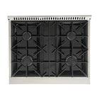 Kucht 30" KDF Series Pro Style Natural Gas Dual Fuel Range - Stainless Steel/Blue-Heavy-duty cast-iron grates allow cookware to slide smoothly between burners without lifting
