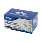 Hilroy Permanent Markers - Low Odour Ink - Fine Point - Black - 36 Pack-Black