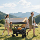 Outsunny Outdoor Collapsible 220 lb Capacity Wagon with Removable Canopy - Black-Removable canopy for protection from the sun and light rain