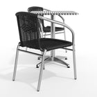 Flash Furniture 23.5'' Square Aluminum Indoor-Outdoor Table with 2 Black Rattan Chairs (TLH-ALUM-24SQ-020BKCHR2-GG)-Assembly Required