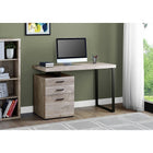 Monarch Specialties 7410 48" Computer Desk - Taupe Reclaimed Wood/Black Metal-Durably designed with a reclaimed wood-look taupe beige laminate finish and a sturdy black metal u-shaped leg for a contemporary look, with an easy to clean top perfect for study, writing, or working on your laptop.
