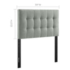 Modway Lily Upholstered Fabric Twin Headboard - Grey-Fits twin size beds