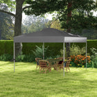 Outsunny 10 ft W x 10 ft L Pop Up Canopy Tent with Airy Top Vent and Bag - Grey-Steel frame for firm support
