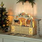 HOMCOM Light Up Christmas Advent Calendar with 24 Countdown Drawers - Natural Wood-18 LED lights illuminate the charming Christmas scene 