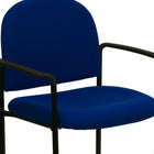 Flash Furniture Comfort Navy Fabric Stackable Steel Side Reception Chair with Arms-Curved Arms