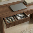 Hudson&Canal Palmera Rectangular Fluted Desk - 47.5" W - Satin Walnut-Weight capacity for each drawer supports up to 20 lbs
