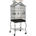 PawHut 57" H Large Bird Cage with Openable Top and Storage Shelf - Black-Suitable for cockatiel, sun conure and other birds of similar size 