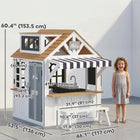 Qaba Outdoor Wooden Playhouse for Kids, with Dog Door, Cookware, Blackboard - White-A large windowsill and windows provide light, airflow, and fresh play
