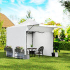 Outsunny 10 ft W x 10 ft L Pop Up Canopy Tent with Awning and Sidewalls - UPF50+-Reinforced columns and crossover top design keep the pop up canopy frame stable in various conditions