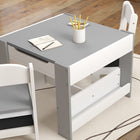 Qaba 3 Piece Kids Table & Chair Set with Reversible Tabletop- Grey-Crafted from robust materials for long-lasting use
