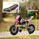 Qaba Kids 12V Dirt Bike with Twist Grip Throttle, Training Wheels and Music - Pink-Built-in music and power indicators for fun and information 